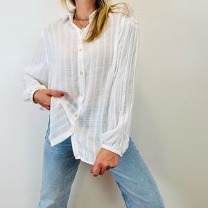 Free People Headed The Highlands Button Down White Shirt Blouse